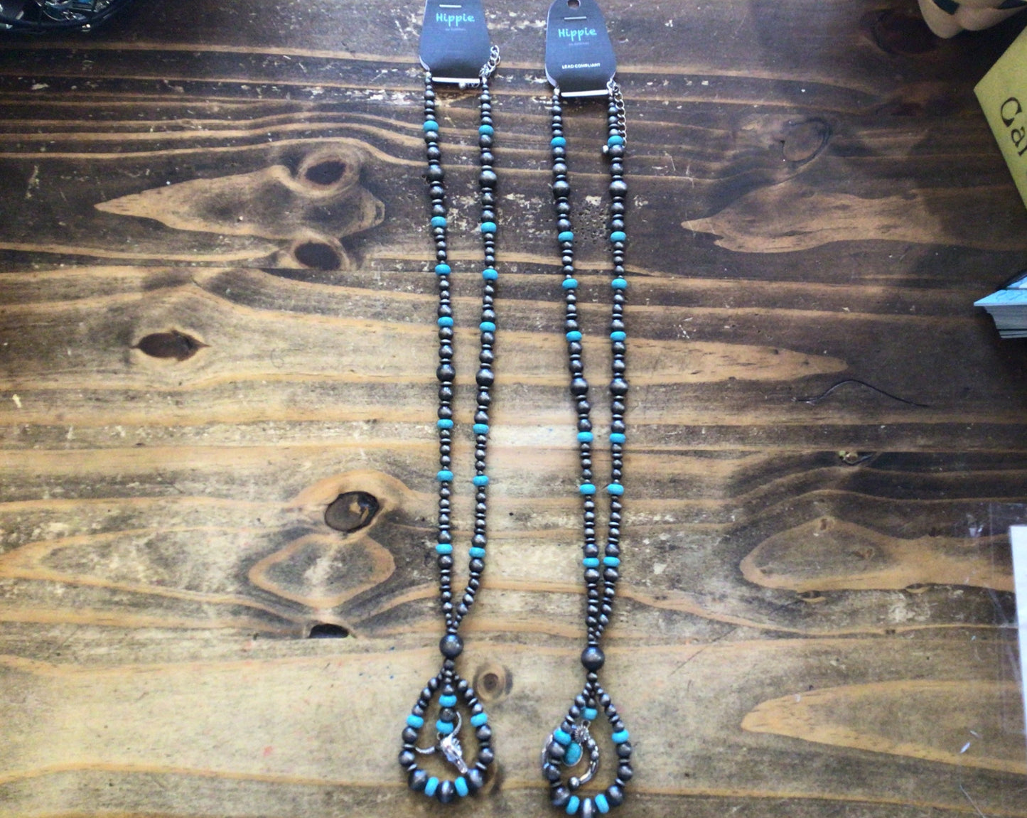 Gray/Turquoise Beaded Necklace