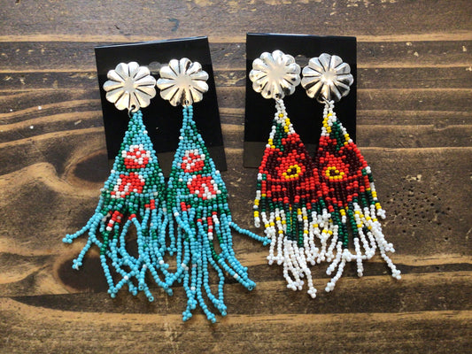 Beaded Dangle Stud Earrings