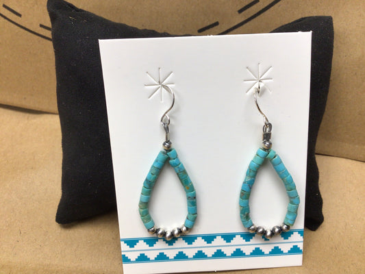 SS Turquoise Beaded Silver Dangle ER