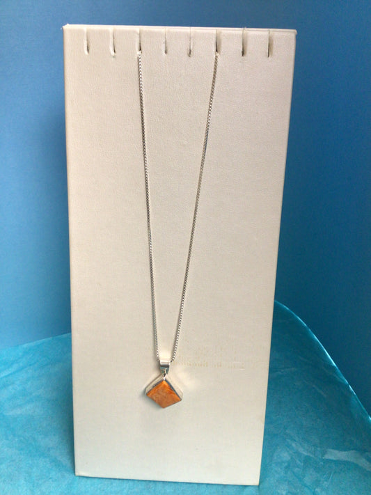 SS Large Orange Stone Necklace