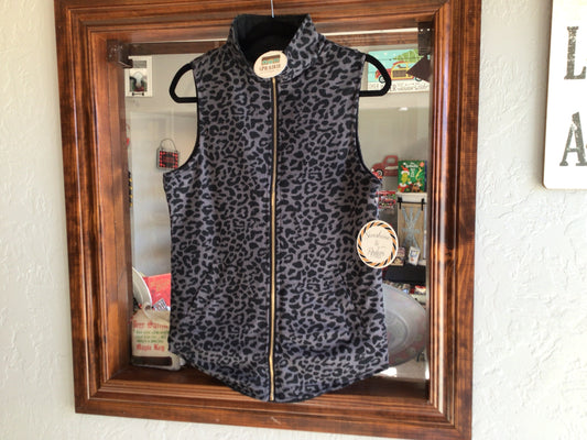 Black/Gray Leopard Vest