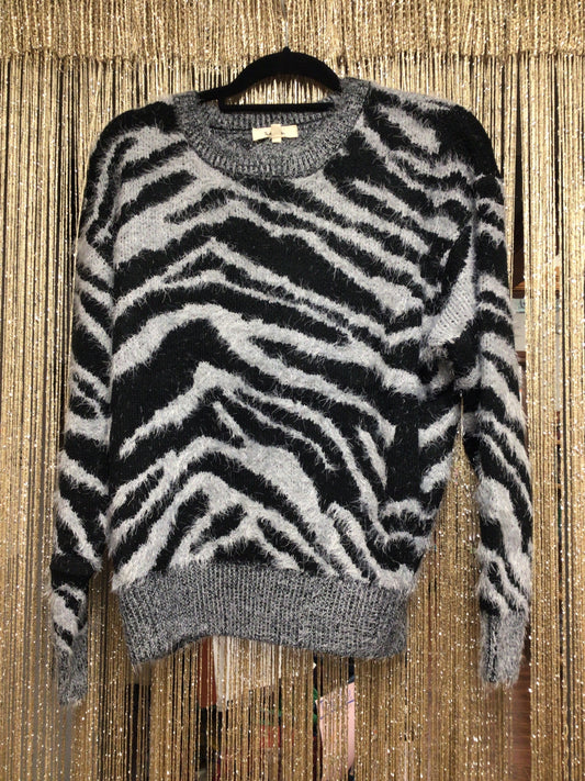 Gray/Black Fuzzy Sweater