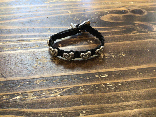 3/8 Black Roped Heart Braid Bracelet