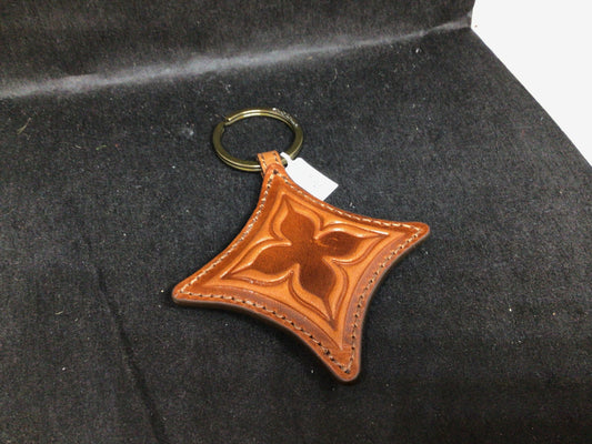 Cognac Quatro Foil Leather  Keyfob