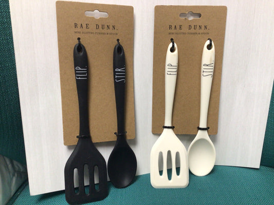 Rae Dunn. Mini Slotted Turner & Spoon